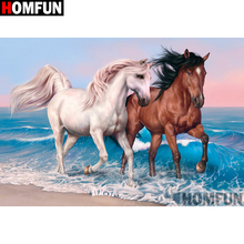 HOMFUN Full Square/Round Drill 5D DIY Diamond Painting "Animal horse" Embroidery Cross Stitch 3D Home Decor Gift A11851 2024 - buy cheap