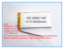 Free shipping 3.7 V lithium polymer battery 4000 mah large-capacity PDA tablet PC MID 5055110 2024 - buy cheap
