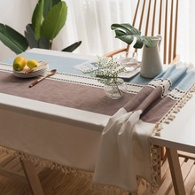 Mantel Rectangular grande rayadas de hilo de algodón, cubierta de Mesa para el hogar, boda, fiesta de cumpleaños, escritorio, mesa de cena, 1 unidad 2024 - compra barato