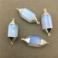 Conectores de piedra de ópalo para colgantes, colgante de doble plata, abalorio Natural de piedra drusa, MY0246 2024 - compra barato