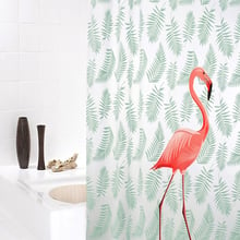 ZHUO MO PEAV Plastic Red Flamingo Green Leaves Waterproof Shower Curtain Thicken Frosted Bathroom Shower Curtains 2024 - buy cheap