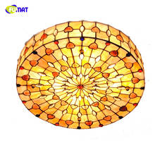 FUMAT Retro Tiffany Drum Shell Ceiling Lights Baroque Stained Glass Hanging Lamp Bedroom Living Room Home Decor Ceiling Lamps 2024 - buy cheap