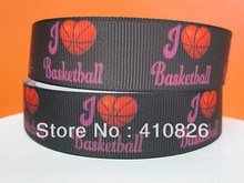 WM ribbon wholesale/OEM 7/8inch 22mm love basketball printed grosgrain ribbon 50yds/roll free shipping 2024 - buy cheap