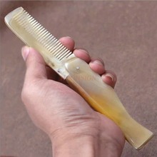 Pente de chifre amarelo natural, mini escova dobrável tipo pente portátil puro para viagem, massagem de saúde, presente antiestático para cuidados com idosos 2024 - compre barato