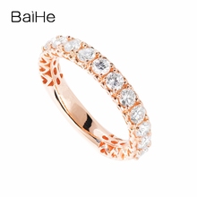 BAIHE-anillo de compromiso de oro rosa de 14 quilates con diamantes naturales, anillo de compromiso delicado de moda, hermoso anillo de diamantes 2024 - compra barato