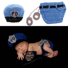 Nuevo diseño de policía recién nacido, accesorios de fotografía, traje infantil, ropa de niño, ganchillo, cuidado del bebé 2024 - compra barato