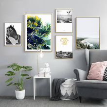 Nordic Green plants Wall Art Canvas Poster and Print Canvas Painting Sea Landscape Decorative Picture for Living Room Home Decor 2024 - buy cheap