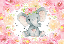 Pano de fundo para decoração de festa, decoração de aniversário, chá de bebê, elefante, rosa, aquarela, alta qualidade, computador 2024 - compre barato