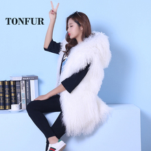 Sleeveless Genuine Mongolia Sheep Fur Vest Thick Warm Curl Tan Sheep Fur Gilet Fashion Waistcoat WSR189 2024 - buy cheap