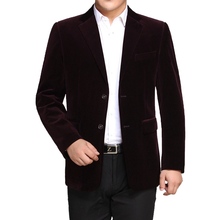 WAEOLSA Men Striped Velvet Blazers Elegant Plain Color Suit Coats Man Wool Blazer Hombre Corduroy Suit Men Jackets Red Navy Blue 2024 - buy cheap