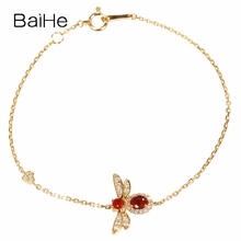 BAIHE Solid 18K Yellow Gold 0.35ct Natural Rubys Bracelet Women Pulsera Trendy Fine Jewelry Wedding bee Bracelet Браслет Apyrank 2024 - buy cheap