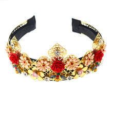 Charm Baroque Crown Full Flowers Handmade Hair Bands Crystal Wide Headbands Vintage Wedding Hair Jewelry 2024 - buy cheap