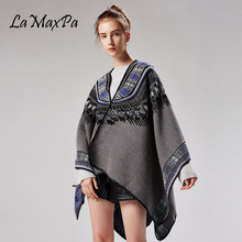 Lamaxpa capa feminina clássica, poncho quente vintage com manta grossa, casaco xales e warps para mulheres, alta qualidade 2024 - compre barato