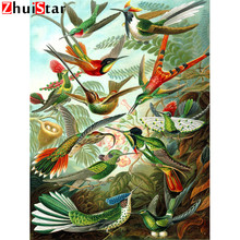 Zhui Star Full Square Diamond 5D DIY Diamond Painting "Hummingbirds" 3D Embroidery Cross Stitch Mosaic Home Decor XY1 2024 - buy cheap