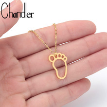 Chandler Cute Baby Foot Charm Link Chain Pendant Necklace Memory Minimalist Tiny Chokers Footprint Fashion Jewelry Drop shipping 2024 - buy cheap