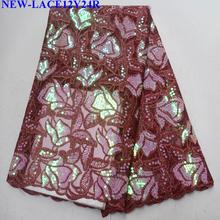 Hot Sales African Embroidered Nigerian Cord Lace Fabrics Bridal High Quality French sequins Lace Fabric For Women Dress ZX-004 2024 - buy cheap