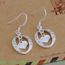 Silver Plated earrings , Silver Plated fashion jewelry , hanging heart  /eueanlla bvgakmna AE643 2024 - buy cheap