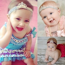 Retail Newborn DIY Shiny Elastic Baby Headbands With Rhinestone Tiara Korean Boutique Girls Hair Accessories With Pearl Crown 2024 - buy cheap