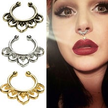 2Pcs Clicker Fake Septum for Women Body Clip Hoop Vintage Fake Nose Ring Faux Piercing Body Jewelry for Women Girl 2024 - buy cheap