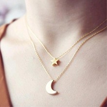 New Gold Color Moon Star Pendant Necklaces for Women Exquisite Bijoux Multilayer Simple Necklace Party Accessories Jewelry 2024 - buy cheap