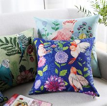 Free Shipping!!Vintage country style bird flower square throw pillow/almofadas case,european american cushion cover home decore 2024 - buy cheap