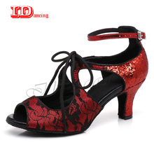 Women Latin Ballroom Dance Shoes Female salsa Sandal High heels 6/7.5/8.5cm Black Samba Tango Kizomba Dance shoes Soft JuseDanc 2024 - buy cheap