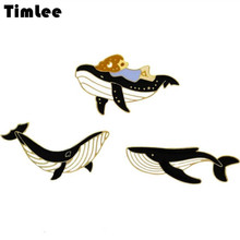 Timlee X193 Free shipping, New Cartoon Lovely Dripping Oil Whale Girl Metal Brooch Pins Fashion Accessories wholesale 2024 - buy cheap