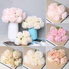 Искусственный Пион из шёлки, цветок гортензии, Свадебный сад, домашний декор, 6 цветов, 1 букет 2024 - купить недорого