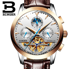 Switzerland BINGER Luxury Mechanical Watches self wind Tourbillon Automatic Watch Men 24 hours Calendar Sapphire Skeleton watch 2024 - buy cheap
