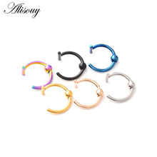 Кольцо Alisouy из нержавеющей стали для имитации перегородки носа, кольцо для губ с-образным зажимом для пирсинга губ, кольцо для носа для женщи... 2024 - купить недорого