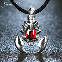 JIASHUNTAI-collar con colgante de escorpión de Plata de Ley 925, joyería de piedra roja, Retro, para mujeres y hombres 2024 - compra barato