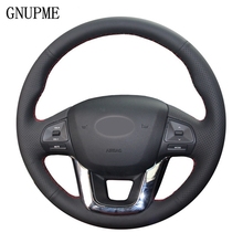 GNUPME Black DIY Hand-stitched Steering Cover Soft Artificial Leather Car Steering Wheel Cover for Kia K2 Kia Rio 2011 2012 2013 2024 - buy cheap