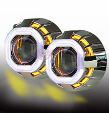 Универсальный стиль 35 Вт HID квадратные ангельские глазки в автомобиле ангельские глазки Биксеноновые линзы проектор головные фары с автомобильным стилем 2024 - купить недорого
