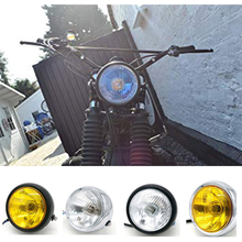 Круглый светодиодный фонарь для мотоцикла, универсальный ретро мотоцикл, фара для скутера, мотор для мотоцикла, передние фары, универсальная лампа 2024 - купить недорого