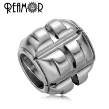REAMOR 316l Stainless steel 6mm Punk Rivet European Big Hole Charm Beads For Men Leather Bracelets Jewelry Making Accessories 2024 - buy cheap
