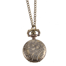 Vintage Pocket Watch Bronze Color Quartz Watch Cool Chain Hollow Small Flower Cover Watches LL@17 2024 - buy cheap