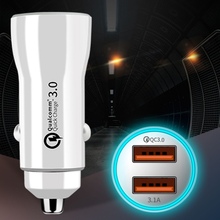 Быстрое Автомобильное зарядное устройство 3,0 9 V/2A 2 USB FCP быстрое зарядное устройство Авто умный светодиодный адаптер 2024 - купить недорого