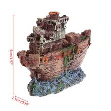 OOTDTY New Resin Aquarium Ornament Sunk Ship Wreck Boat Fish Tank Cave Decor Underwater Y110-Dropshipping 2024 - buy cheap