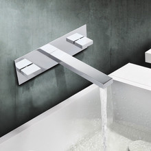 Promoção alta qualidade latão sólido cromado acabamento torneira misturadora com placa na parede torneira do banheiro 2024 - compre barato
