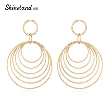 Shineland Big Hollow Circle Large Fashion Gold Color Hyperbole Ear Metal Drop Earrings Women Simple Punk Brincos Party Jewelry 2024 - buy cheap