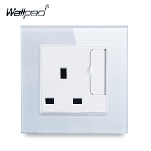 Wallpad s6 painel de vidro branco, único, 13a, uk, tomada de parede com 2 portas usb de carregamento x, a, placa de saída de energia, 3x3 2024 - compre barato