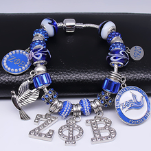 New fashion blue european big hole beads ZETA PHI BETA bracelet university greek society sorority jewelry bangle 2024 - buy cheap