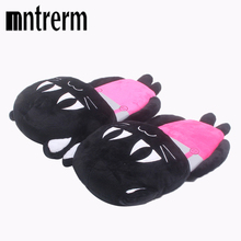 Mntrerm 2020 Cartoon Black Cat Slippers Home Female Fluffy Slippers Bedroom Anti-Skid Slippers Duck Funny Invisible Cotton Shoes 2024 - buy cheap
