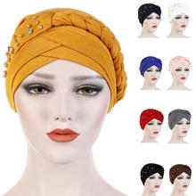 Muslim Women Braid Hat Beanies Skullies Beading Cancer Chemo Cap Turban Headscarf Wrap Islamic Arab Bonnet Hair Loss Hat Fashion 2024 - buy cheap