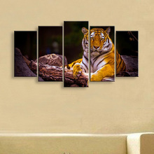 Modular Poster Painting Animal Pictures Children'S Room Frame Decoration Wall Art 5 PiecesPcs HD Print Tiger Top-Rated Canvas 2024 - buy cheap