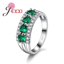 Hot Fashion Silver Band Jewelry Women 925 Sterling Silver Wedding Rings Brand Green CZ   Finger Ring Engagement 2024 - buy cheap