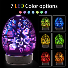 3D Glass Essential Oil Aroma Diffuser Ultrasonic Aromatherapy Electric Air Humidifier with Colorful Night Light Mist Maker 100ml 2024 - buy cheap