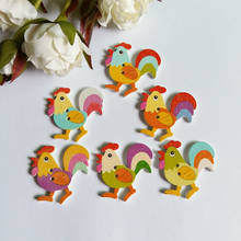 30PCs Multicolor 2 Holes Wood Buttons Crafts And Scrapbooking DIY Shopping cock Shape Decorative Buttons 31x31mm 2024 - buy cheap