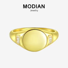 Modian 100% 925 Sterling Silver Charm Sparkling Round Gold Color Finger Rings Fashion Classic Jewelry For Women Silver Ring Anel 2024 - buy cheap