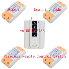 220V wireless remote control switch system 4 Receiver &1 Transmitter smart home Learning code adjustable 315/433MHZ 2024 - buy cheap